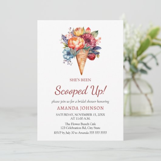 Boho Rustic Glace Cream Invitation de la nuptiale  (Debout devant)