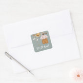 Boho Rustic Greenery Baby Boy Vierkante Sticker (Envelop)