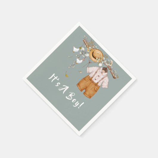 Boho Rustic Greenery Boy Servet (Hoek)