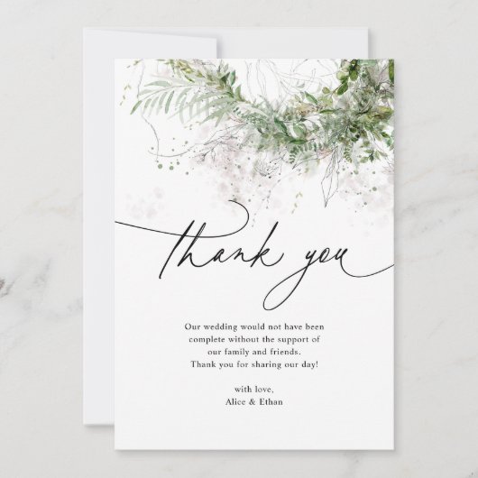 Boho Rustic Greenery Mariage Merci (Devant)