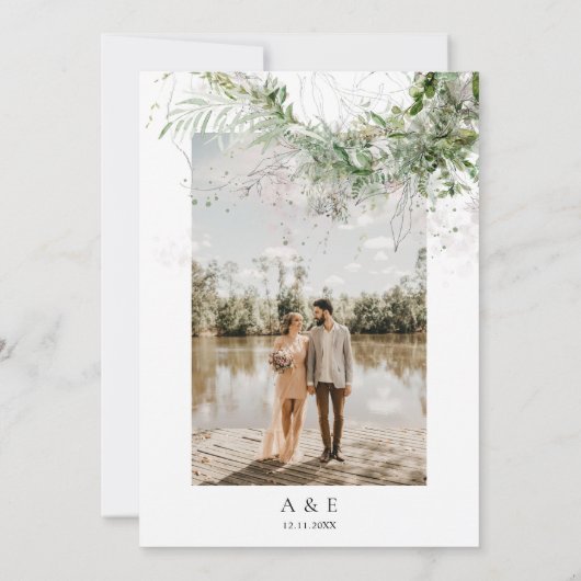 Boho Rustic Greenery Mariage Merci (Dos)