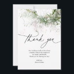 Boho Rustic Greenery Mariage Merci<br><div class="desc">Le Boho mariage carte de remerciements présente des feuilles verdoyants,  de la calligraphie moderne et des photos au dos de la carte.</div>