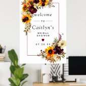 Boho Rustic Herfst Bloem Bruidsbruiloft Welkomstbo Poster (Thuiskantoor)