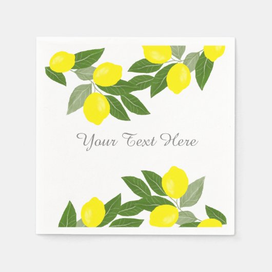 Boho Rustic Lemon Party Decor Paper Napkins Servet (Voorkant)