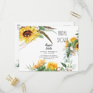 Boho Rustic Lights Sunflower Vrijgezellenfeest Inv Uitnodiging Briefkaart