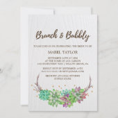 Boho Rustic Mint Floral Succulent Brunch & Bubble Kaart (Voorkant)