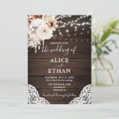 Boho Rustic Neutral Flowers Pampa Grass Wedding In Kaart (Staand voorkant)