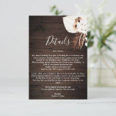 Boho Rustic Neutral Flowers Wedding Details Enclos Informatiekaartje (Staand voorkant)