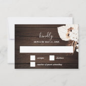 Boho Rustic Neutral Flowers Wedding RSVP Card Kaartje (Voorkant)