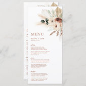 Boho Rustic Pampas Floral Wedding Menu & Drinken (Voorkant / Achterkant)