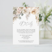 Boho Rustic Pampas Grass Wedding Details Informatiekaartje (Staand voorkant)