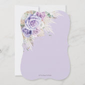 Boho Rustic Pampas Paarse Floral Quinceañera Kaart (Achterkant)