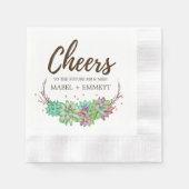 Boho Rustic Pink en Mint Floral Succulent Cheers Servetten (Voorkant)