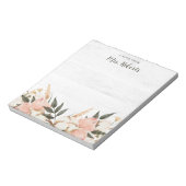 Boho Rustic Pink Floral Teacher Notitieblok (Gedraaid)