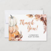 Boho Rustic Pumpkin Baby shower Dank je wel Bedankkaart (Voorkant)