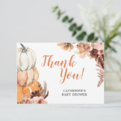 Boho Rustic Pumpkin Baby shower Dank je wel Bedankkaart (Staand voorkant)