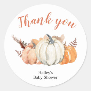 Boho Rustic Pumpkin Baby shower Dank u Sticker