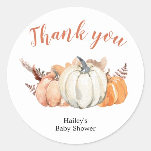 Boho Rustic Pumpkin Baby shower Dank u Sticker (Voorkant)