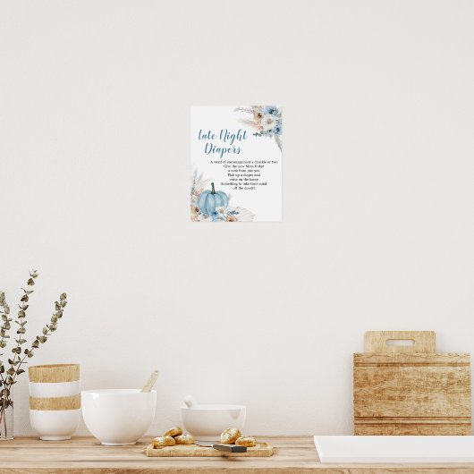 Boho Rustic Pumpkin Herfst Late Night Diaper Poste Poster (Keuken)