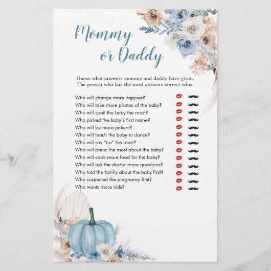 Boho Rustic Pumpkin Herfst Mammie of Dad Games (Voorkant)