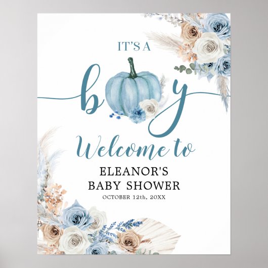 Boho Rustic Pumpkin Het is een Herfst Welkomstteke Poster (Voorkant)