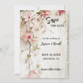 Boho Rustic Rose Floral Photo Enregistrer la carte (Devant)