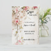 Boho Rustic Rose Floral Photo Enregistrer la carte (Debout devant)