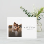 Boho Rustic Script Foto Budget Huwelijk Kaart (Staand voorkant)