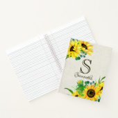 Boho Rustic Sunflower Monogram Initiaal Notitieboek (Binnen)