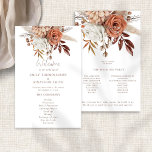 Boho Rustic Terracotta Florals Programme de mariag<br><div class="desc">Boho Rustic Terracotta Florals Programme Mariage de automne. Un prix économique 5, 5 x 8, 5" De belles fleurs aux couleurs automnales décorent le dessus de chaque côté avec un script pour Welcome. Le reste du texte des deux côtés peut être facilement personnalisé.</div>