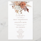 Boho Rustic Terracotta Florals Programme de mariag (Devant)