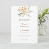 Boho Rustic Terracotta Wedding Save the Date Kaart (Staand voorkant)