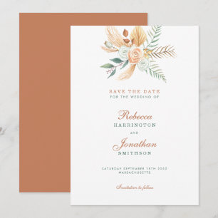 Boho Rustic Terracotta Wedding Save the Date Kaart