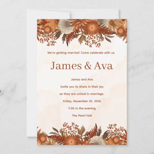 Boho Rustic Theme wedding Invitation (Devant)