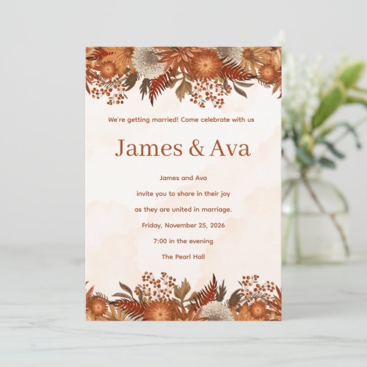 Boho Rustic Theme wedding Invitation (Debout devant)