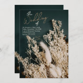 Boho Rustic Wedding Forest Green Dried Floral Boho Kaart (Voorkant / Achterkant)