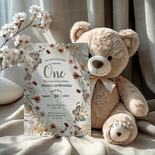 Boho Rustic Wildflower Bloemen Baby Verjaardag Kaart