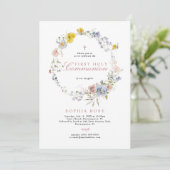 Boho Rustic Wildflower First Heilige Communie Kaart (Staand voorkant)