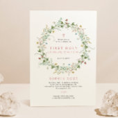 Boho Rustic Wildflower First Heilige Communie Kaart