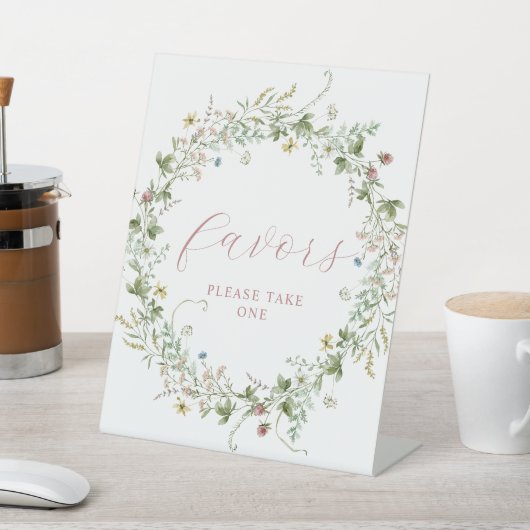 Boho Rustic Wildflower Shower Favors Sign Reclamebord Met Voetstuk (Insitu)