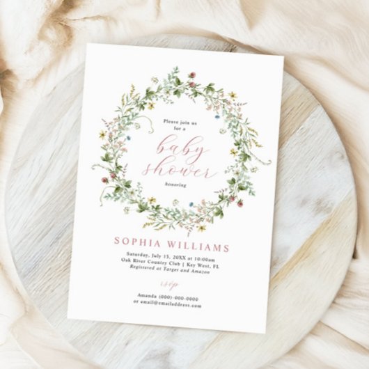 Boho Rustic Wildflowers Baby Shower Invitation