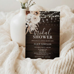 Boho Rustic Wood Beige Floral Vrijgezellenfeest Kaart
