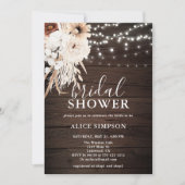 Boho Rustic Wood Beige Floral Vrijgezellenfeest Kaart (Voorkant)