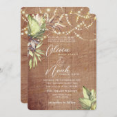 Boho Rustic Wood et lumière Invitation (Devant / Derrière)