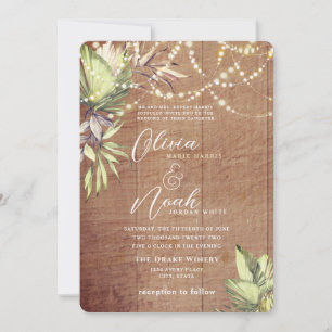Boho Rustic Wood et lumière Invitation