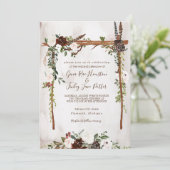 Boho Rustic Wood & Floral Arch Canopy Wedding Kaart (Staand voorkant)