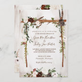 Boho Rustic Wood & Floral Arch Canopy Wedding Kaart (Voorkant / Achterkant)