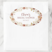 Boho Rusticale Bloemige Burgundy Bruiloftsbruiloft Ovale Sticker (Tas)