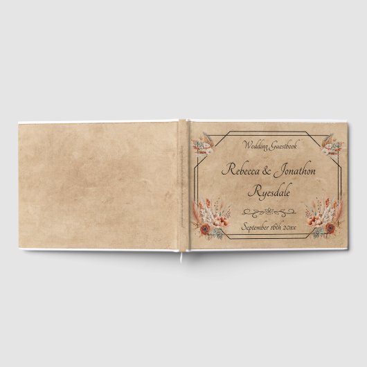 Boho rustiek Bloemen Bruiloft Gastenboek (Volledig)