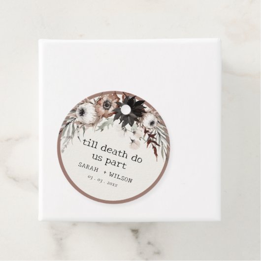 Boho rustiek Gotisch Roest Zwart Botanisch Bruilof Bedankjes Labels (In situ)